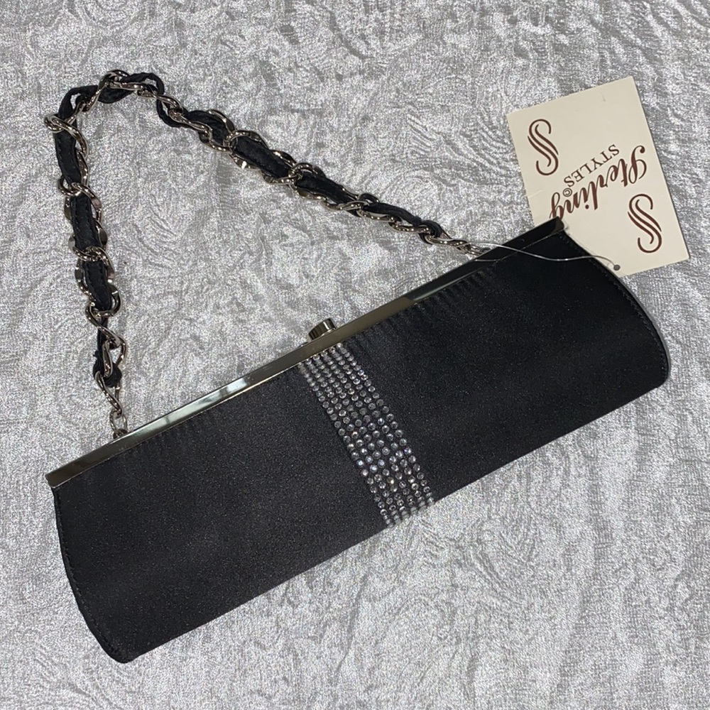 Black Clutch with stripe Accents